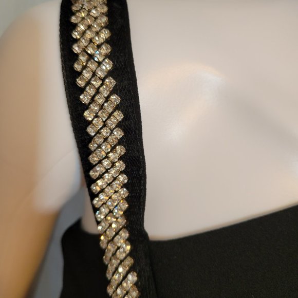 TORRID SPECIAL OCCASION BLACK CREPE RHINESTONE SLIT GOWN, SIZE: 16 - Picture 3 of 9